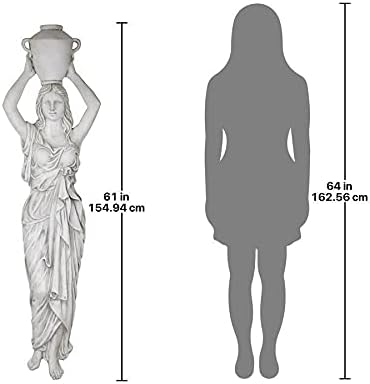 Design Toscano Dione the Divine Greek Water Woman Indoor/Outdoor Wall Frieze Sculpture, 61 inches tall, Cast Stone Resin, Antique Stone Finish