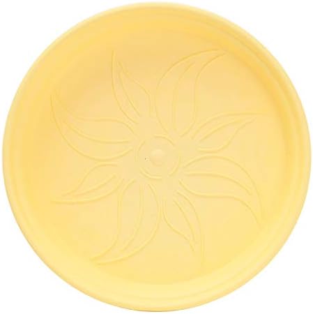 Mintra Garden Pots, 4 Pack Bulk Plastic Plant Pots with Drainage Tray, Round Indoor & Outdoor Decorative Planters with Drain Holes for Flowers, Herbs & Plants, 15cm Diameter – Yellow, 5.9 in