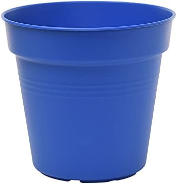 Mintra Garden Pots, 4 Pack Bulk Plastic Plant Pots with Drainage Tray, Round Indoor & Outdoor Decorative Planters with Drain Holes for Flowers, Herbs & Plants, 19cm Diameter – Blue, 7.5 in