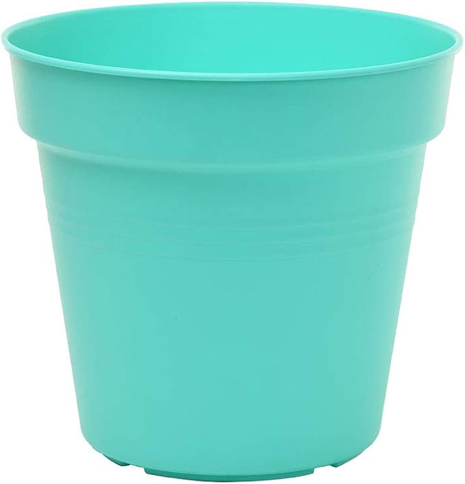 Mintra Garden Pots, 4 Pack Bulk Plastic Plant Pots with Drainage Tray, Round Indoor & Outdoor Decorative Planters with Drain Holes for Flowers, Herbs & Plants, 19cm Diameter – Teal, 7.5 in