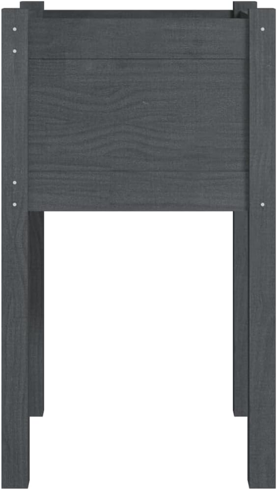 vidaXL Gray Solid Pinewood Garden Planter | 15.7"x15.7"x27.6" Durable Raised Bed for Outdoor Gardening | Weather-Resistant Wooden Flower Box with Spacious Design