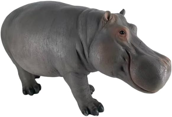 27.56" Large Weather Resistant Hippopotamus Garden Statue, Realistic Resin Hippo Wildlife Sculpture, Outdoor Decor for Lawn Yard Patio Pond Landscaping
