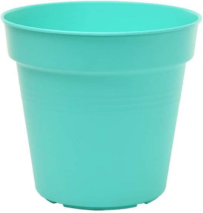 Mintra Garden Pots, 4 Pack Bulk Plastic Plant Pots with Drainage Tray, Round Indoor & Outdoor Decorative Planters with Drain Holes for Flowers, Herbs & Plants, 15cm Diameter – Teal, 5.9 in