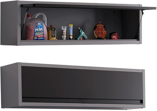 JZD 59 Inches Steel Wall Cabiet, Large Metal Hanging Storage Cabinet with Up-Flip Door, for Garage Utility Room Workshop Office