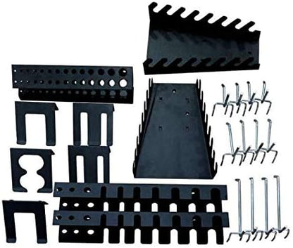 JZD Metal Wall Mount Cabinet 59" Long, Included 22 Hooks & Tool Holders, Space Saving for Workshop Storage Solutions