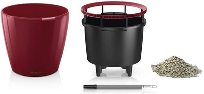 Lechuza Classico LS 43 Scarlet Red High Gloss, Self-Watering Round Planter, D16.9 H15.7 in