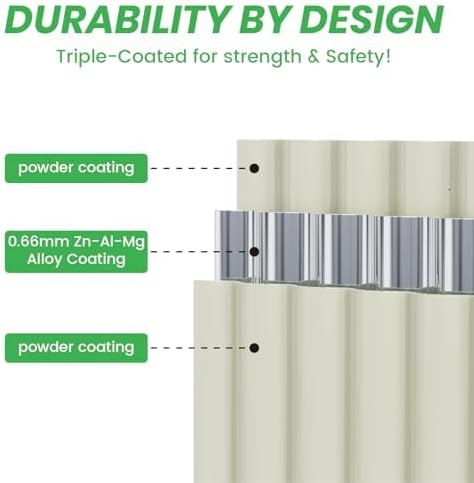 Raised Garden Bed Kit 8×2×1.4 FT Magnesium-Aluminum-Zinc Stainless Steel Metal Planter Box for Planting Outdoor Plants Vegetables(Cream White)