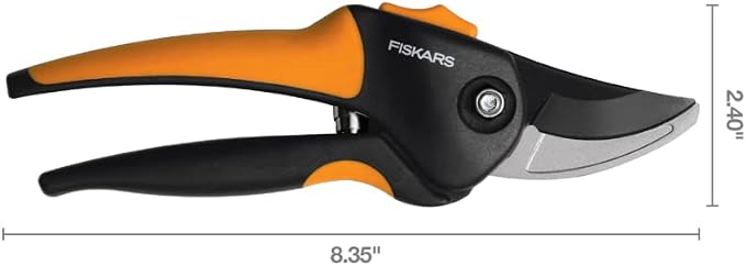 Fiskars 79436997J Softgrip Bypass Pruner, Black/Orange Small & 15 Inch PowerGear Super Pruner/Lopper