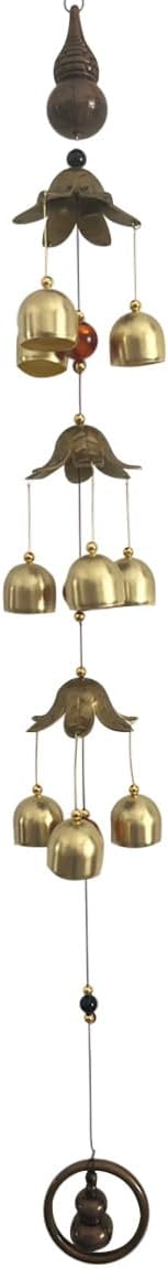 Good Fortune Bottle Gourd with Energy Bead Wind Chimes Copper Alloy 3 Layers+9 Bells for Outdoor Decorations Garden Yard Trees Or As A Good Gift