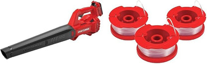 CRAFTSMAN 20V MAX Cordless Leaf Blower Kit with CMCBL710D1 Battery & Charger, 0.065-Inch 3-Pack String Trimmer Line Spools CMZST0653