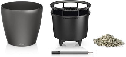 Lechuza Classico LS 43 Charcoal Metallic, Self-Watering Round Planter, D16.9 H15.7 in