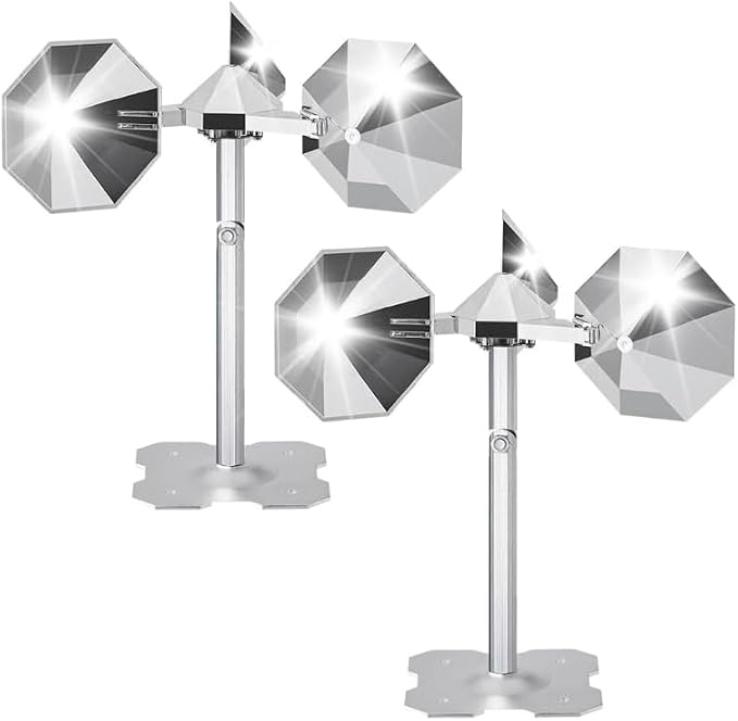Bird Scare Reflective Device,Silver, Wind Powered Spinning, Bird Reflectors, Keep Pigeon Woodpeckers and Seagull Away for Garden Patio Yard (Silver, 4Pcs)