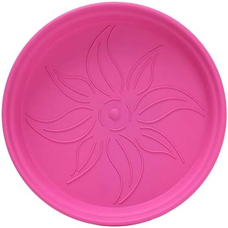 Mintra Garden Pots, 4 Pack Bulk Plastic Plant Pots with Drainage Tray, Round Indoor & Outdoor Decorative Planters with Drain Holes for Flowers, Herbs & Plants, 17cm Diameter – Fuchsia, 6.6 in