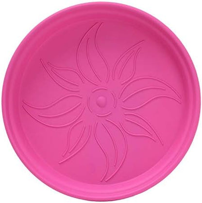 Mintra Garden Pots, 4 Pack Bulk Plastic Plant Pots with Drainage Tray, Round Indoor & Outdoor Decorative Planters with Drain Holes for Flowers, Herbs & Plants, 17cm Diameter – Fuchsia, 6.6 in