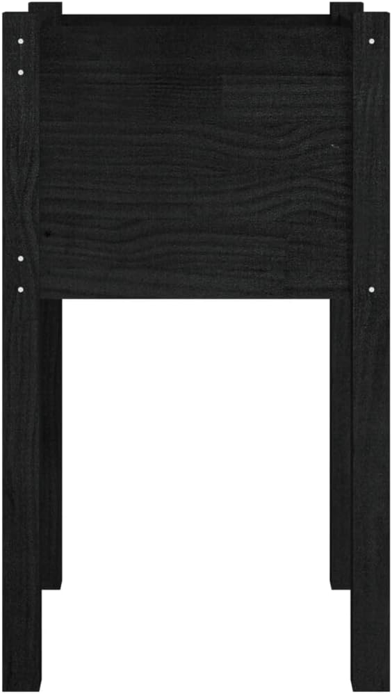 vidaXL Durable Garden Planter 15.7"x15.7"x27.6" - Solid Wood Pine Outdoor Square Planter, Black, Ideal for Flowers and Plants, Weather-Resistant, Easy Assembly