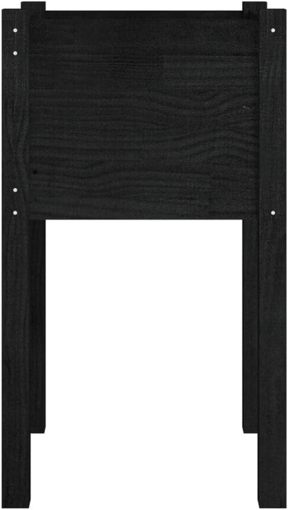 vidaXL Durable Garden Planter 15.7"x15.7"x27.6" - Solid Wood Pine Outdoor Square Planter, Black, Ideal for Flowers and Plants, Weather-Resistant, Easy Assembly