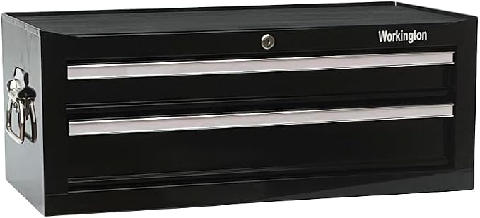 Workington Industrial 2 Drawers Portable Metal Intermediate Box, 26" Middle Tool Chest Cabinet with Ball Bearing Drawer Slides, Steel Tool Storage Box Organizer 4008 Black