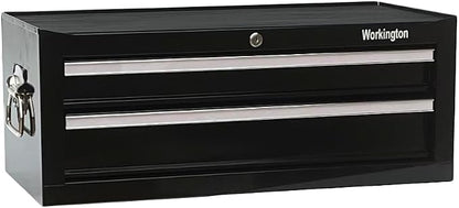Workington Industrial 2 Drawers Portable Metal Intermediate Box, 26" Middle Tool Chest Cabinet with Ball Bearing Drawer Slides, Steel Tool Storage Box Organizer 4008 Black