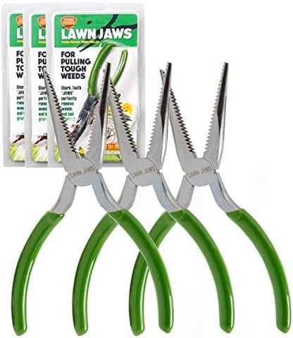 Lawn Jaws The Original Sharktooth Weed Puller Remover & Gardening Tool Weeder (3 Pack)-Pull from The Root Easily! Ergonomic Handheld Weeding Tool for Spring Summer Cleaning, for All Ages & Abilities