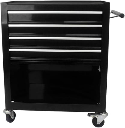 YOPTO Multifunctional Cart with 4 Ball-Bearing Drawers,Portable Rolling Tool Chest W/ 4 Wheels and Pull Handle,for Garage,Warehouse,Workshop,Repair Shop,Black