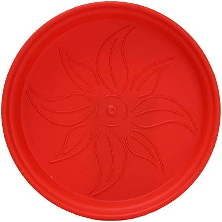 Mintra Garden Pots, 4 Pack Bulk Plastic Plant Pots with Drainage Tray, Round Indoor & Outdoor Decorative Planters with Drain Holes for Flowers, Herbs & Plants, 17cm Diameter – Red, 6.6 in