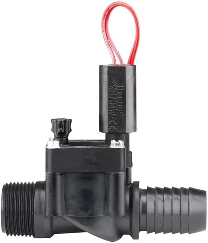 Hunter PGV Sprinkler Valve, 1 in. Male Thread x Barb, No Flow Control | 1 in. irrigation valve with male-thread inlet, barb outlet, manual bleed, 24VAC solenoid, and double-beaded diaphragm