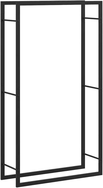 vidaXL Matt Black Steel Firewood Rack - Weather-, Large Log Stand for Fireplace or Log Burner, Ground-Elevated Design for Optimal Airflow