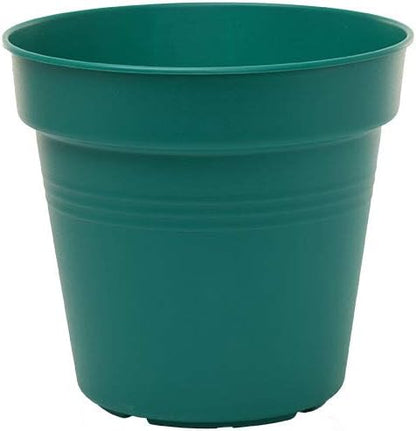 Mintra Garden Pots, 4 Pack Bulk Plastic Plant Pots with Drainage Tray, Round Indoor & Outdoor Decorative Planters with Drain Holes for Flowers, Herbs & Plants, 13cm Diameter – Forest Green, 5 in