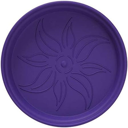 Mintra Garden Pots, 4 Pack Bulk Plastic Plant Pots with Drainage Tray, Round Indoor & Outdoor Decorative Planters with Drain Holes for Flowers, Herbs & Plants, 15cm Diameter – Purple, 5.9 in