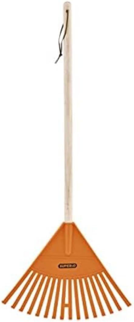 Leaf Rake, Orange Kid Size Leaf Collector, Bulk Pack Gardening Rake, 24-Pack Plastic Rakes with Wood Handle, by Superio