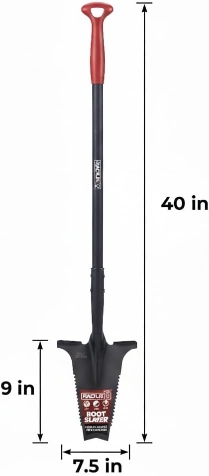 Root Slayer RS223 Nomad Garden Spade, Serrated Edge, Black