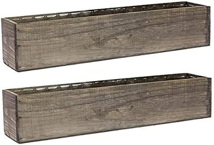 Wooden Planter Box, Rustic Barn Wood with Plastic Liner l Restaurant and Wedding Decorations l Wedding Bouquets, Table Centerpiece (20x4 Set of 2, Natural)