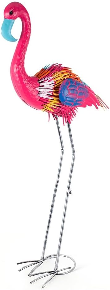 37" Flamingo Garden Statue,Metal Birds Garden Sculptures for Outside,Large Yard Art Outdoor Statue Lawn Ornaments for Home, Patio, Backyard Decor