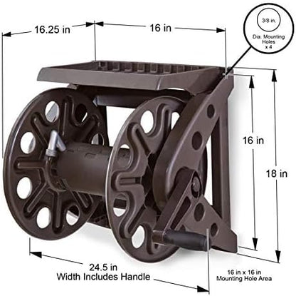 Liberty Basics 512 Wall Mounted Hose Reel with Shelf, Bronze