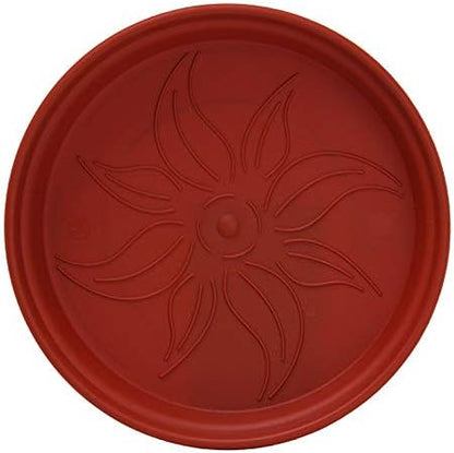 Mintra Garden Pots, 4 Pack Bulk Plastic Plant Pots with Drainage Tray, Round Indoor & Outdoor Decorative Planters with Drain Holes for Flowers, Herbs & Plants, 19cm Diameter – Burgundy, 7.5 in