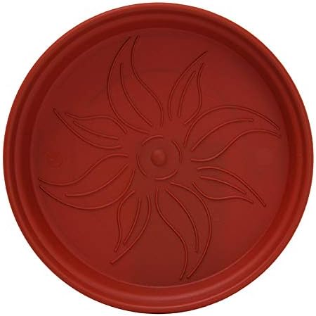Mintra Garden Pots, 4 Pack Bulk Plastic Plant Pots with Drainage Tray, Round Indoor & Outdoor Decorative Planters with Drain Holes for Flowers, Herbs & Plants, 15cm Diameter – Burgundy, 5.9 in