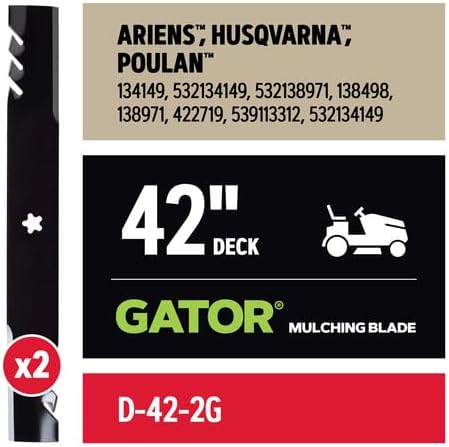 Oregon 42 Inch Lawn Mower Blades, for Husqvarna, Craftsman & More | 2-Pack Gator G3 Replacement Blade for 42" Deck, 21" Length, Fits Husqvarna & Craftsman Part Numbers