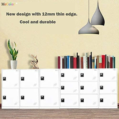 MECOLOR Vertical Single Tier Small Locker with Padlock latche 2 or 3 Compartment Storage for Employee,Home,Office,School,Kids (Full White, P3V)