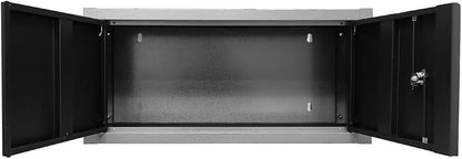 JZD Metal Wall Cabinet with Two Lockable Doors, Steel Wall Chest for Kitchen Warehouse Home Office Garage