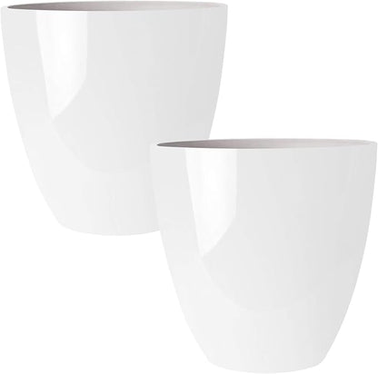 RUBBER BOND Plastic Plant Pots 2 Pack - Modern Indoor/Outdoor Planters for Home Decor - Weather-Resistant Large Flower Pots - Lightweight 12 Inches Tall Planters