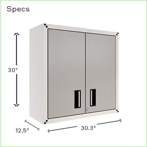 Floating Garage Storage Cabinet - Heavy-Duty Wall Mount Steel Cabinet, Lockable 2-Door Design, Removable Shelf, 44 lbs Capacity, Ready-to-Assemble Metal Garage Organizer (White and Grey)