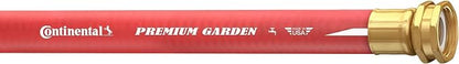 Continental Premium Garden Red Heavy Duty Hot Water Garden Hose, 5/8in Inside Diameter x 100ft Length, Male x Female Garden Hose Thread