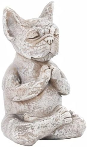 Meditating Buddha Bulldog Statue - 5.7 Inches Resin Yoga Figurine - Cute Funny Zen Animal Tabletop Decor for Home and Garden for Dog Lovers