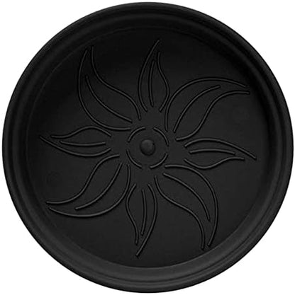 Mintra Garden Pots, 4 Pack Bulk Plastic Plant Pots with Drainage Tray, Round Indoor & Outdoor Decorative Planters with Drain Holes for Flowers, Herbs & Plants, 17cm Diameter – Black, 6.6 in
