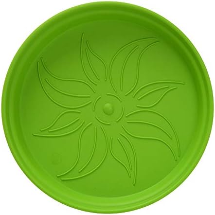 Mintra Garden Pots, 4 Pack Bulk Plastic Plant Pots with Drainage Tray, Round Indoor & Outdoor Decorative Planters with Drain Holes for Flowers, Herbs & Plants, 15cm Diameter – Light Green, 5.9 in