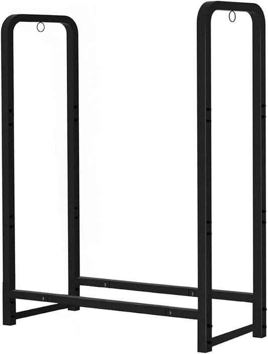 Firewood Rack Stand 2ft Heavy Duty Logs Holder for Outdoor Indoor Fireplace Metal Wood Pile Storage Stacker Organizer, Matte Black