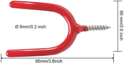 10 Pack Screw-in U Utility Hooks,Red Vinyl Coated Steel Wall Mount Garage Storage Hanger for Shed Yard,Heavy Duty Tool Hangers for Broom,Rake,Mop,Shovel,Garden Tools,Workshop Organizer System Hooks