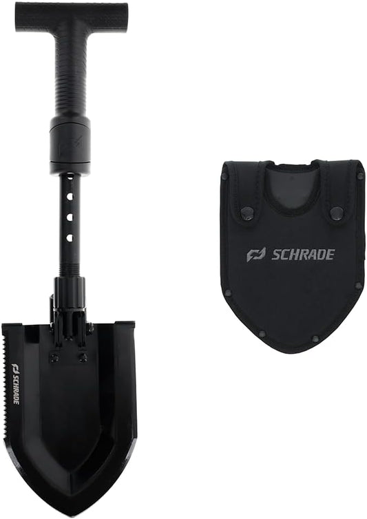 Schrade Delta Class Pay Dirt Shovel 1 lbs with Folding Capabilities, Durable 3Cr Steel, Black Oxide Finish for Outdoor Exploring, Hiking