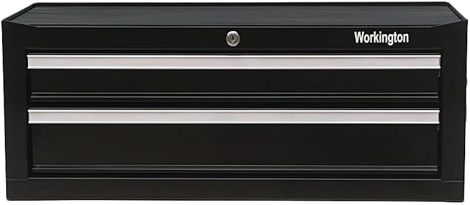 Workington Industrial 2 Drawers Portable Metal Intermediate Box, 26" Middle Tool Chest Cabinet with Ball Bearing Drawer Slides, Steel Tool Storage Box Organizer 4008 Black