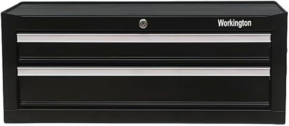 Workington Industrial 2 Drawers Portable Metal Intermediate Box, 26" Middle Tool Chest Cabinet with Ball Bearing Drawer Slides, Steel Tool Storage Box Organizer 4008 Black